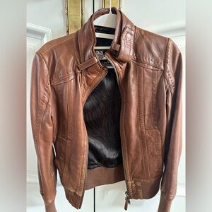 Mackage brown leather jacket XXS GUC
